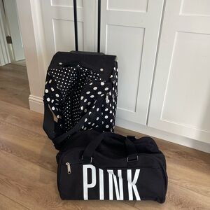 Victoria's Secret Black and White Polka Dot Travel Bag Set